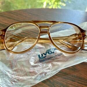 Vintage Uvex Amber Safety Glasses NOS | Retro Aviator Frame with Side Shields